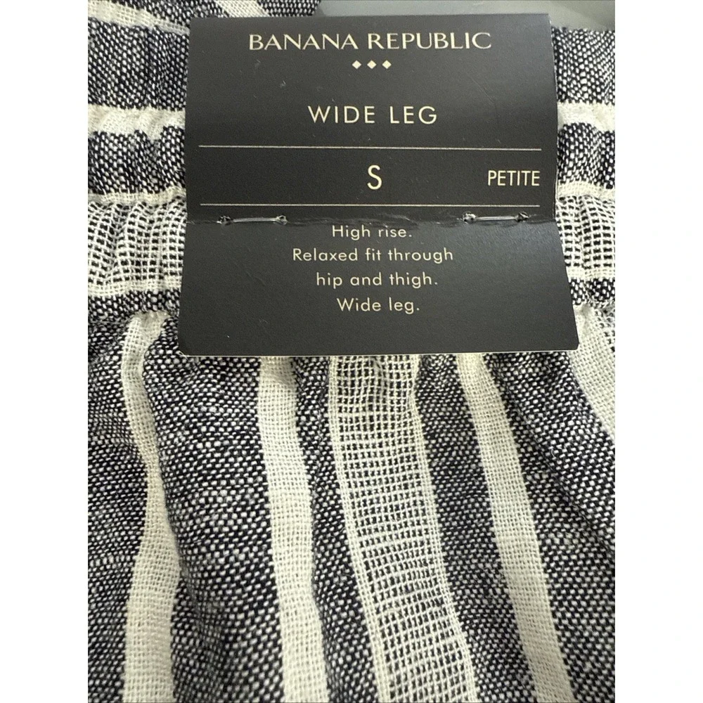 BANANA REPUBLIC Factory Wide Leg High Rise Drawstring Striped Cropped PANTS SP